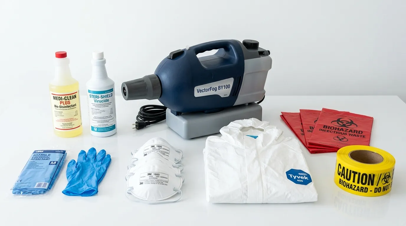 Professional biohazard remediation crew working in Dunn