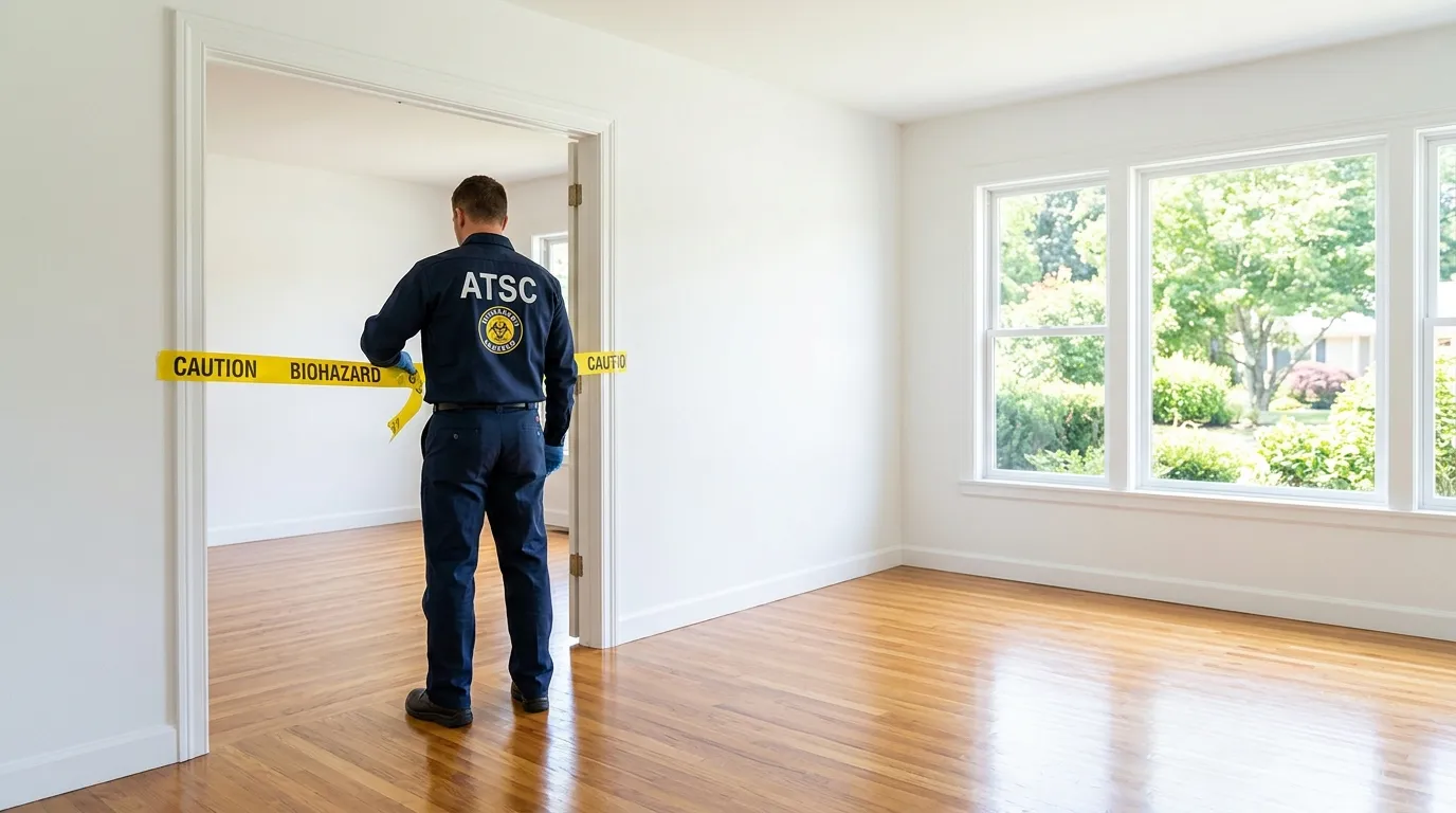 Certified biohazard cleanup crew performing Trauma Scene Cleanup in Dunn